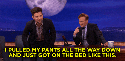 adam scott pulled my pants down GIF by Team Coco