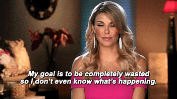 Reality TV gif. Brandi Glanville from Real Housewives of Beverly Hills is being interviewed and she says matter of factly, "My goal is to be completely wasted so I don't even know what's happening."