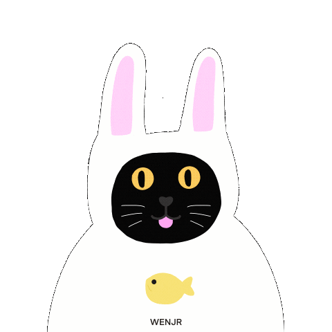 Happy Black Cat Sticker by wenjr