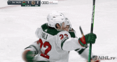 Ice Hockey Hug GIF by Minnesota Wild