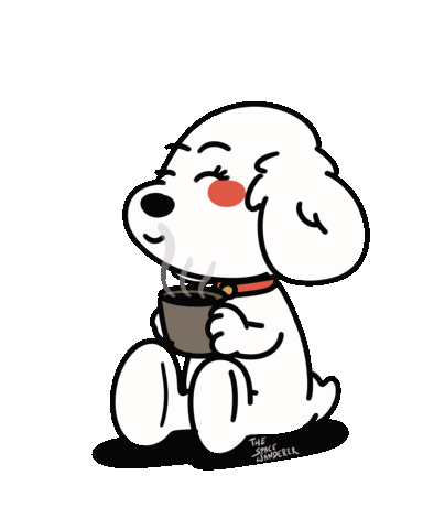 Coffee Time Dog Sticker by The Space Wanderer