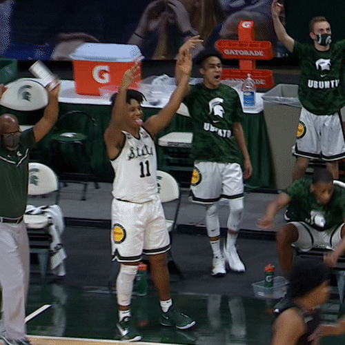 Happy College Basketball GIF by Michigan State Athletics