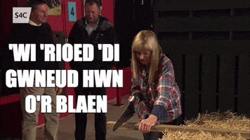 fish out of water sawing GIF by S4C