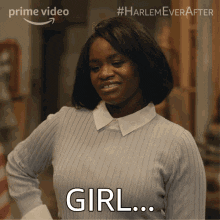 TV gif. Shoniqua Shandai as Angie in "Harlem Ever After" waves goodbye sarcastically and says, "Bye!" like get out of my face. 
