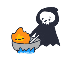 Death Cooking Sticker by nothingwejun